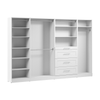 Système de pièce-penderie modulaire Florence de Bestar de 121 po avec tringles, tablettes et tiroirs de style Shaker - blanc