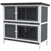 Pawhut Clapier En Bois Pour Lapins, Habitat Pour Petits Animaux Avec Rampe, Plateau Amovible Et Toit Resistant Aux Intemperies, Interieur/exterieur, Gris
