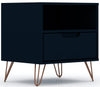 Table de nuit Rockefeller de Manhattan Comfort de style moderne du milieu du 20e siècle avec tiroir - bleu minuit Tatiana