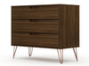Commode Rockefeller de Manhattan Comfort de style moderne du milieu du 20e siècle avec 3 tiroirs - brune