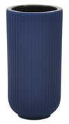 Vase strié en céramique bleu marine de 9 po