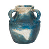 Carafe de 10 po en terre cuite à 3 poignées - bleue et ivoire