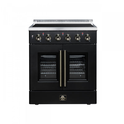 Galiano 30 Inch French Door Electric Range, 4 radiant burners, 4.32 cu.ft., Black - FFSEL6917-30BLK | Cuisiniere electrique Galiano de 30 po avec portes francaises, 4 foyers, 4,32 pi³, noir – FFSEL6917-30BLK