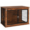 Pawhut Meuble De Niche Pour Chien De 39\" Avec Ouverture Superieure Rabattable, 2 Portes, Table D'appoint Pour Cage D'interieur Pour Grands Chiens, Marron Rustique