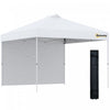 Outsunny Tente A Auvent Escamotable 10' X 10', Paroi Laterale Et Sac, Blanc