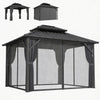 Outsunny Gazebo a Toit Rigide 3 x 3,6 m avec Canopee Double en Acier Galvanise