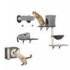 Lit pour chat PawHut d'interieur, grande maison pour chat avec coussin moelleux, griffoir, balle suspendue, niche pour chaton avec entree double, gris