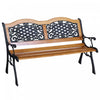 Banc De Jardin Outsunny 50\" Pour Porche, Chaise De Parc En Fonte Avec Bois Dur