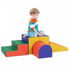 Qaba Ensemble De Jeu En Mousse Pour Tout-petits Et Enfants, 4 Pieces Faciles A Nettoyer, Doux Et Sur, Ensemble D'escalade Pour Enfants Pour Ramper Ou Glisser, Couleur Classique