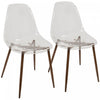 Chaise d’appoint de salle à manger moderne du milieu du 20e siècle Clara transparente et noyer - ensemble de 2