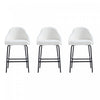 Tabouret de comptoir moderne en metal et tissu Gracie, blanc et noir - Lot de 3