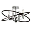 Plafonnier semi-affleuré Paloma de Dainolite avec fini chromé poli et noir mat et 4 ampoules