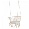 Outsunny Chaise Hamac Suspendue En Corde De Coton Avec Cadre En Metal Et Coussin, Grand Siege En Macrame Pour Terrasse, Jardin, Chambre, Salon, Blanc Creme