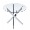 Table a manger ronde multifonctionnelle Alex avec plateau en verre, finition chrome