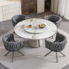 Chaises de salle a manger pivotantes Amelia en velours avec revetement capitonne et pieds en metal, lot de 4, gris