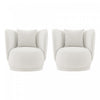 Fauteuil lounge moderne Siri en tissu creme - Lot de 2