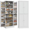 HOMCOM Armoire de cuisine 65\" avec etageres et supports a epices, blanc