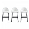 Tabouret de bar moderne en metal Gracie, rembourre, blanc et noir - Lot de 3