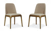 Chaise de salle a manger moderne en cuir vegetalien et bois Courding, couleur beige, lot de 2
