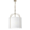 Luminaire suspendu Quincy de Dainolite avec abat-jour blanc, fini doré et 3 ampoules