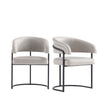 Chaise de salle a manger Augusta moderne en metal et cuir vegetalien gris clair - Lot de 2