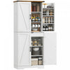 HOMCOM Meuble de rangement de cuisine 72 po, style campagnard, blanc