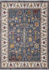Tapis Olivia bleu a inspire tribal avec bordure, 5'3\" x 7'10\"