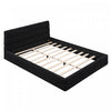 Lit plateforme moderne Emma rembourre avec structure en bois massif confortable, taille queen, noir