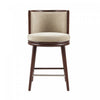 Tabouret de comptoir moderne en bois et tissu Evalyn, finition naturelle