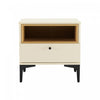 Table de nuit moderne Amara 20\" en creme et chene clair (1 tiroir)