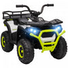Qaba Quad, Vehicule Electrique Alimente Par Batterie 12 V Avec 4 Roues A Suspension A Ressort, Panier De Rangement, Phares Led, Musique, Pour Garcons Et Filles, Vert