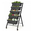 Costway 5-tier Vertical Raised Garden Bed Elevated Planter Avec Roues Et Boites A Conteneurs