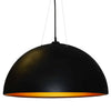 Luminaire suspendu Dome de Dainolite avec fini noir et doré et 3 ampoules