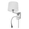 Applique murale de Dainolite avec lampe de lecture à DEL, abat-jour blanc, fini chromé poli et 1 ampoule