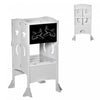Qaba Tour D'apprentissage Tour D'observation Pour Enfants De 3 A 6 Ans Avec Tableau Noir Style Moderne Et Elegant Materiau En Mdf Solide Pour Cuisine Toilettes Salle A Manger Gris