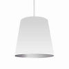 Grand luminaire suspendu de Dainolite avec très grand abat-jour cylindrique blanc et argenté, et 1 ampoule