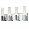 Lumière de coiffeuse Tube de Dainolite en verre cannelé transparent, avec fini chromé poli et 4 ampoules