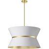 Luminaire suspendu Caterine de Dainolite de 24 po de diamètre, avec abat-jour blanc, anneau argenté, fini laiton vieilli et 4 ampoules