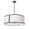 Luminaire suspendu de Dainolite avec abat-jour cylindrique blanc à encoches qui diffuse la lumière, fini noir et 4 ampoules