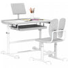 Qaba Ensemble Bureau Et Chaises Pour Enfants, Table D'etude Et Chaises Reglables En Hauteur Avec Bureau Inclinable, Grand Tableau D'ecriture, Support De Livre Pour 3 A 12 Ans, Gris