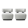 Fauteuil lounge rembourre Bartow style milieu du siecle en ivoire multicolore - Lot de 2