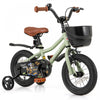 Costway 12\" Velo Pour Enfants Avec Roues D'entrainement Guidon Reglable Et Frein A Main Du Siege Vert