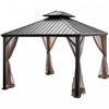 Costway 12ft X 10ft Hardtop Gazebo Exterieur A 2 Niveaux En Acier Galvanise Canopy Brun