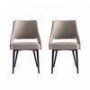 Chaise de salle a manger moderne Tremont en cuir vegetalien et metal, taupe - Lot de 2