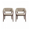 Fauteuil Blake moderne en faux mohair avec accoudoirs en bois, naturel - Lot de 2