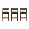 Tabouret de comptoir moderne en bois Patricia avec revetement en tissu vert tortue - Lot de 3