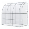 Outsunny 7' X 4' X 7' Serre De Jardin Adossee Porte Zippee Enroulable Couverture Pe Resistante Aux Uv Et Design Compact Acier Blanc