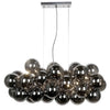 Luminaire suspendu horizontal Comet de Dainolite en verre fumé, avec fini chromé poli et 10 ampoules