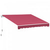 Outsunny 10x8pi Auvent De Terrasse Retractable Manuel Resistant A L'eau Pare-soleil Terrasse Exterieure Porte Fenetre Auvent Abri Cadre En Aluminium Rouge Vin