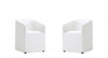 Fauteuil moderne en cuir vegetalien Anna Round blanc - Lot de 2